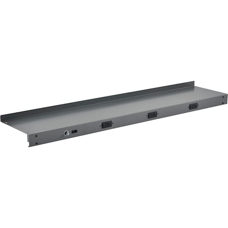 Global Industrial Steel Upper Shelf W/ 3 Duplex Outlets, 72inW x 12inD, Gray 249296CGY